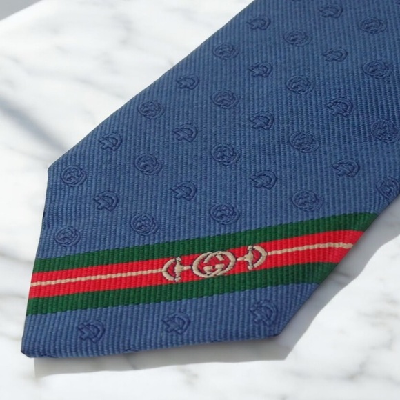 GUCCI Interlocking GG Horsebit Silk Tie ๐ฅ๐ - Picture 4 of 17